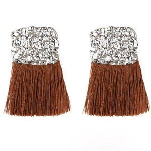 Plume Bloom – Brown Tassel Fringe Earrings